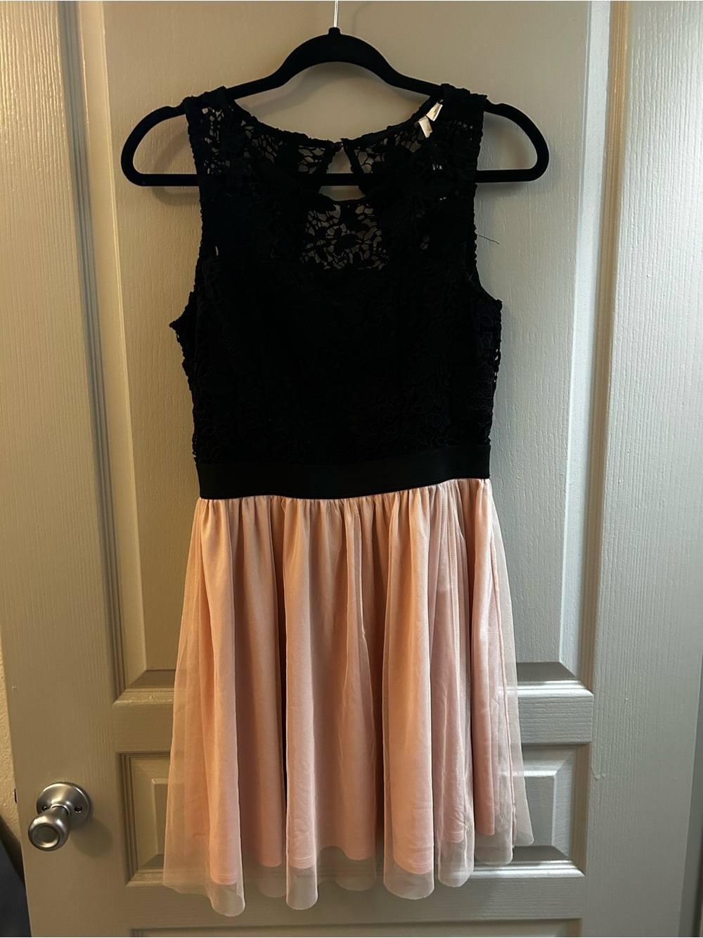 LC Lauren Conrad Pink & Black Lace dress